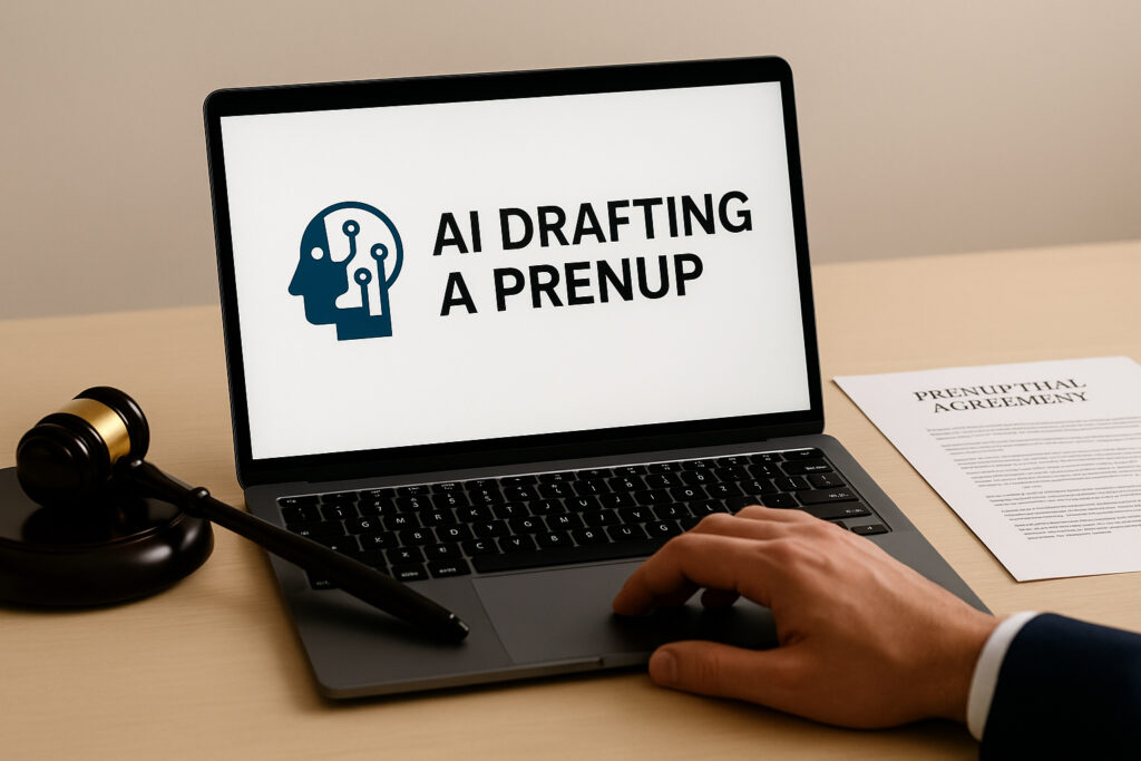 AI drafting a prenup on laptop- Binding Financial Agreement (BFA) legal requirements in Australia